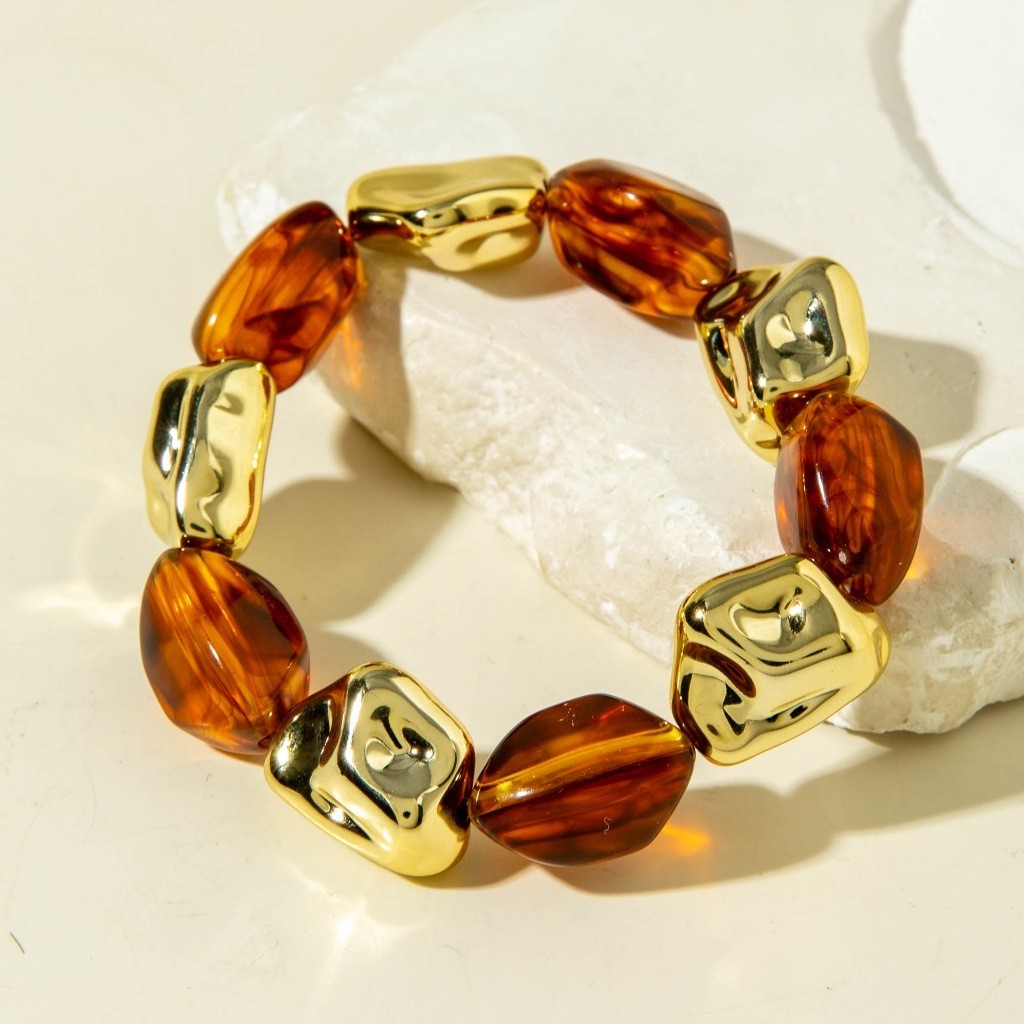 ยุโรปสไตล์อเมริกันอะคริลิกําไลข้อมือ  เรซิน  แบบกว้าง  กำไลข้อมือ  โลหะ  สไตล์เรโทร หลากหลายรูปแบบ - รูปที่ 5