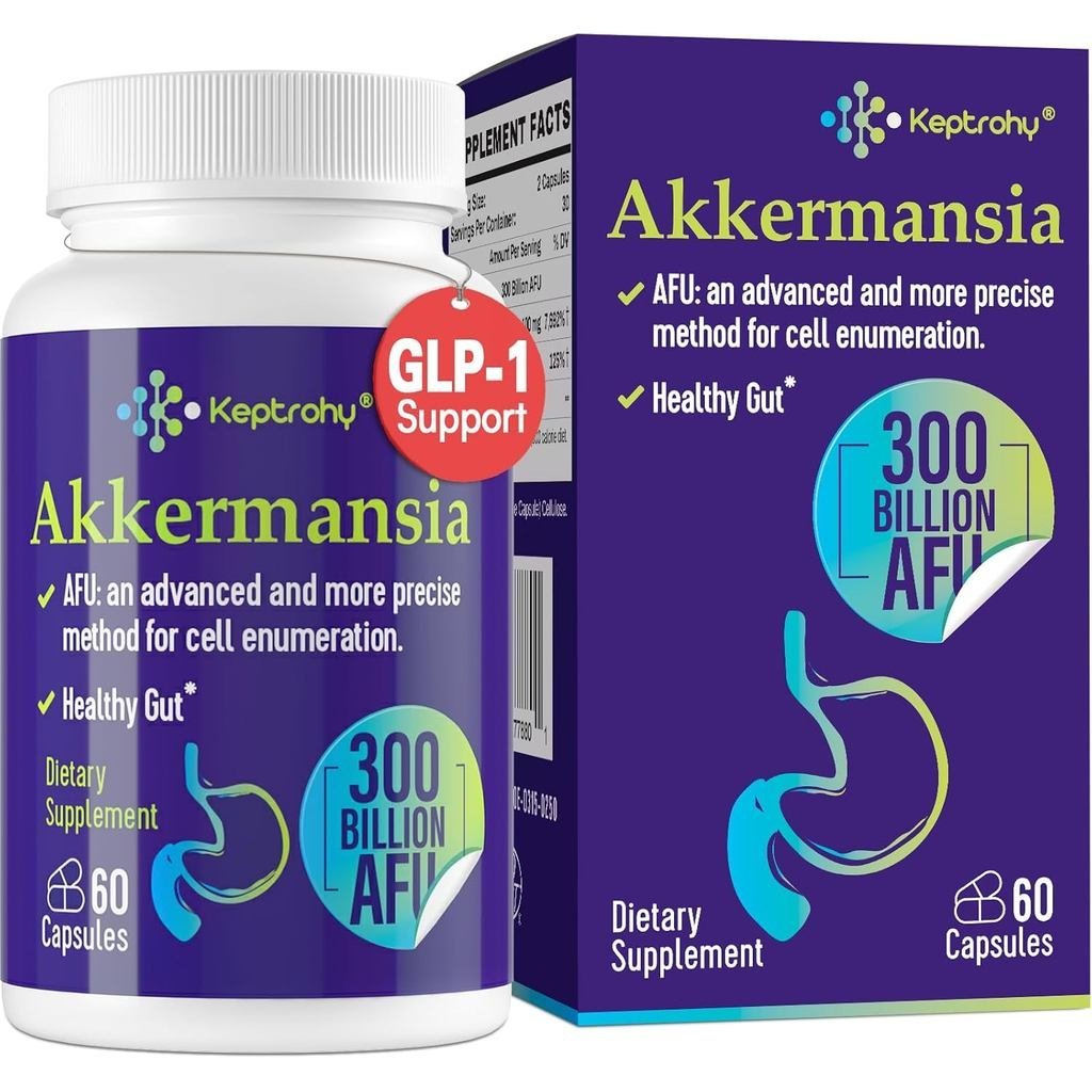 อาหารเสริม GLP-1 - 300 Billion AFU Akermansia Probiotic for Women & Men, Akermansia Muciniphila for 