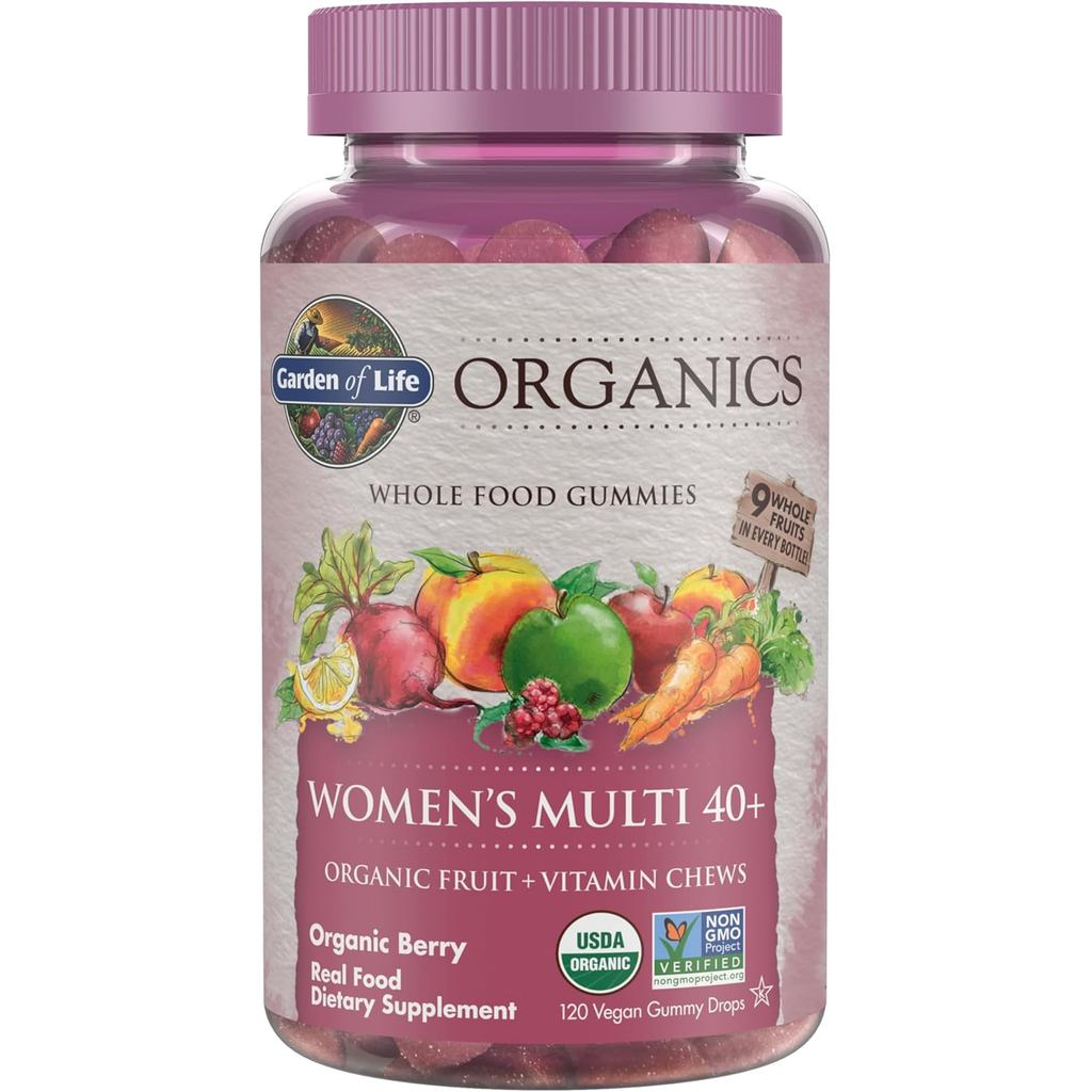 Garden of Life Organics Women 40+ วิตามินกัมมี่ - เบอร์รี่ - ได้รับการรับรองออร์แกนิก, Non-GMO, Vega