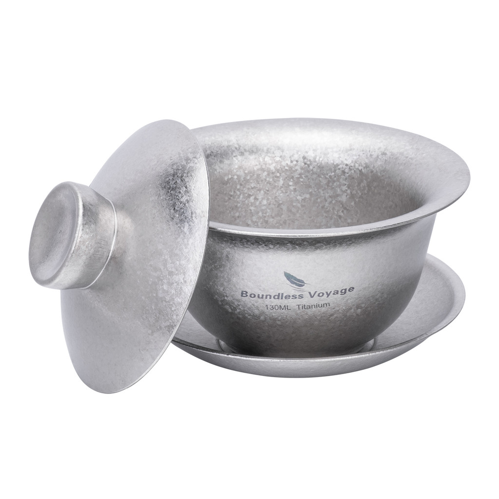 Boundless Voyage ไทเทเนียม Double-Walled ถ้วยน้ําชา Gaiwan Kung Fu ชุดชา Ultralight Camping Travel ช