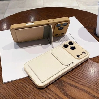 【พร้อมที่ใส่การ์ด】กระเป๋าสตางค์หรูหราหนังไหมลิ้นจี่ เคสโทรศัพท์เข้ากันได้กับ iPhone 17 11 12 13 14 15 16 Pro Max Air Plus ป้องกันแรงกระแทกแบบนุ่ม ฝาหลังโทรศัพท์ เคสสวยงาม