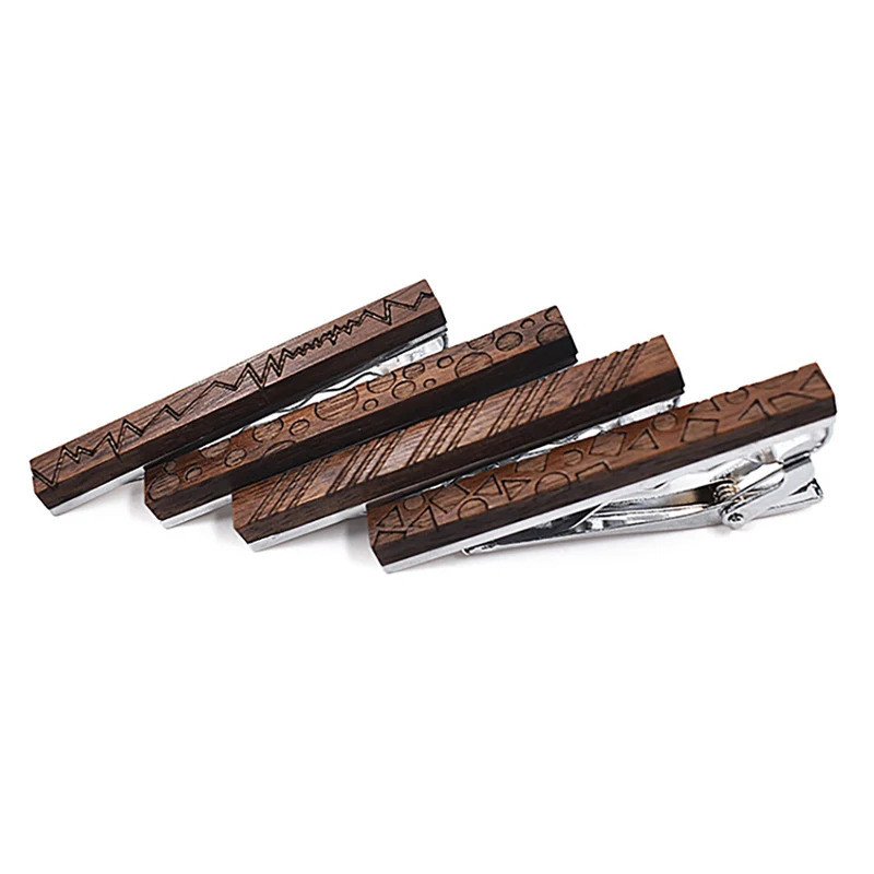 New High Quality Retro Wood Tie Clips For Man Tie Bar Wooden Tie Clip Gentlemen Wedding Business Sui
