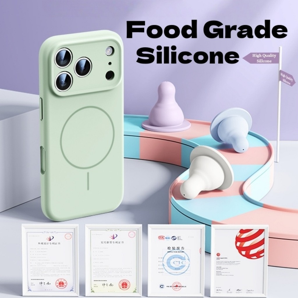 ใหม่ Minimalist Solid Matte Anti-Fingerprint ซิลิโคนเคสโทรศัพท์แม่เหล็ก Air-Cushion สําหรับ iPhone 17 16 15 14 13 12 Pro Max | Sage Green Luxury เคสกันกระแทก - รูปที่ 4