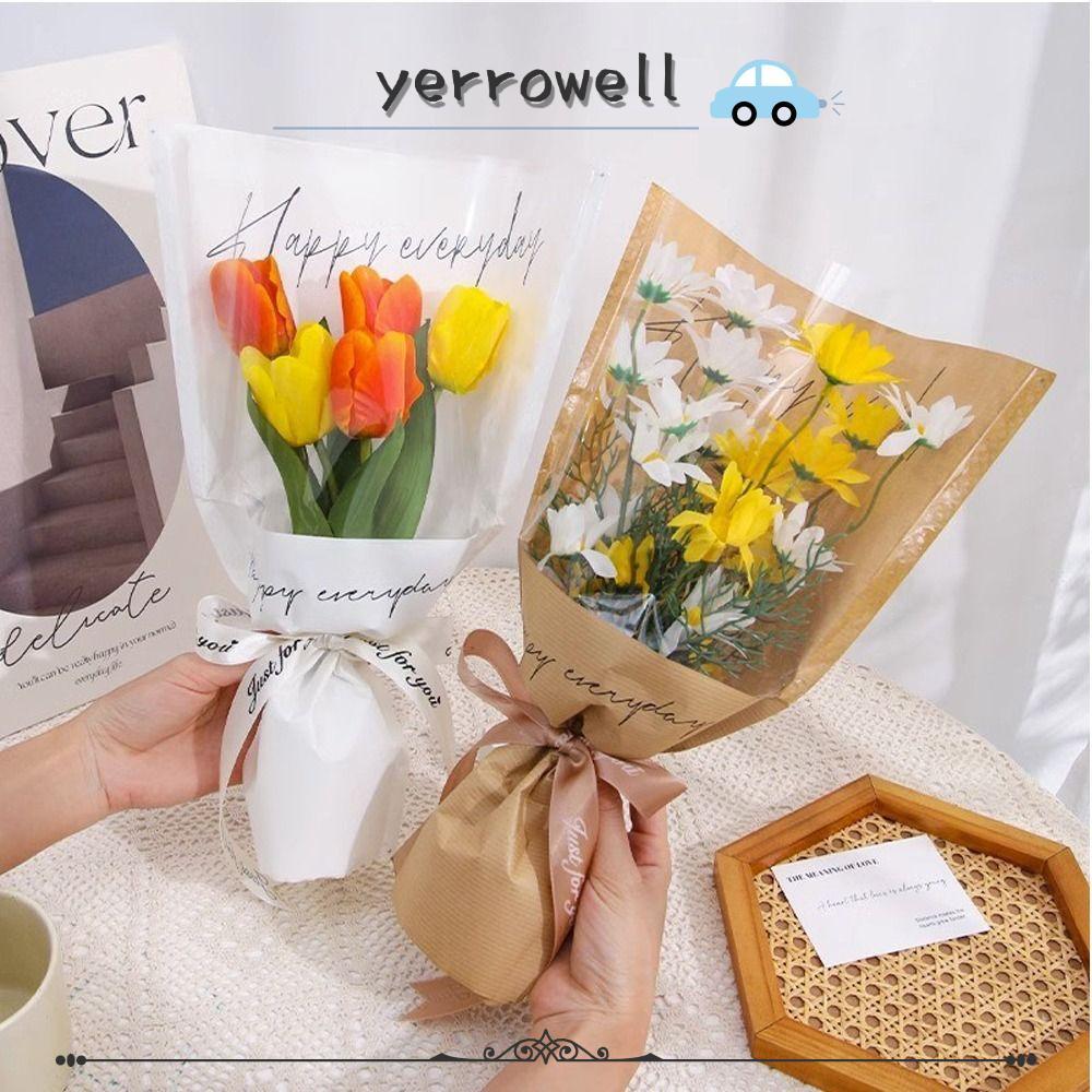 YERROWELL 20/30PCS Rose Packing Sleeve Bag, Wrapping Sleeve Single Rose Bouquet Packing Bag, Big Cap