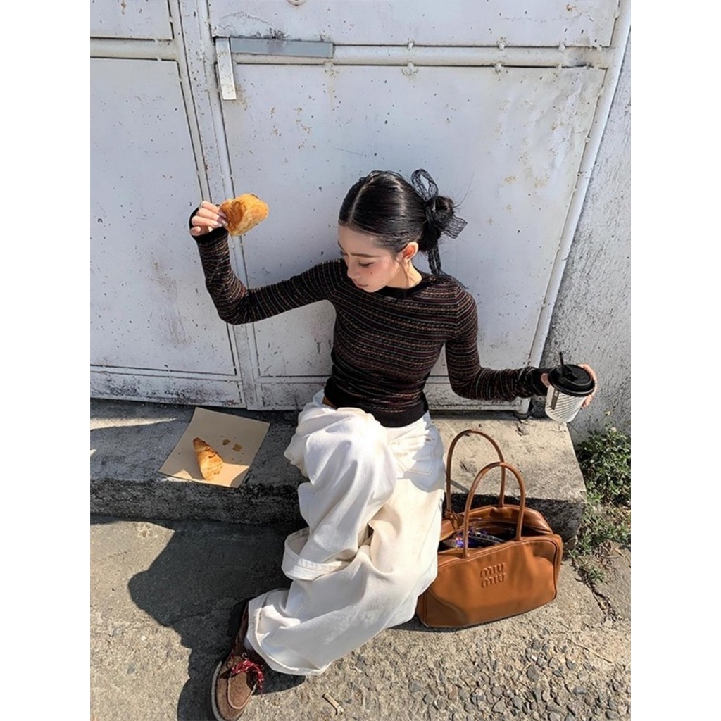 เสื้อไหมพรมลายทางสำหรับฤดูใบไม้ร่วงและฤดูหนาว ฐานด้านบน - รูปที่ 6