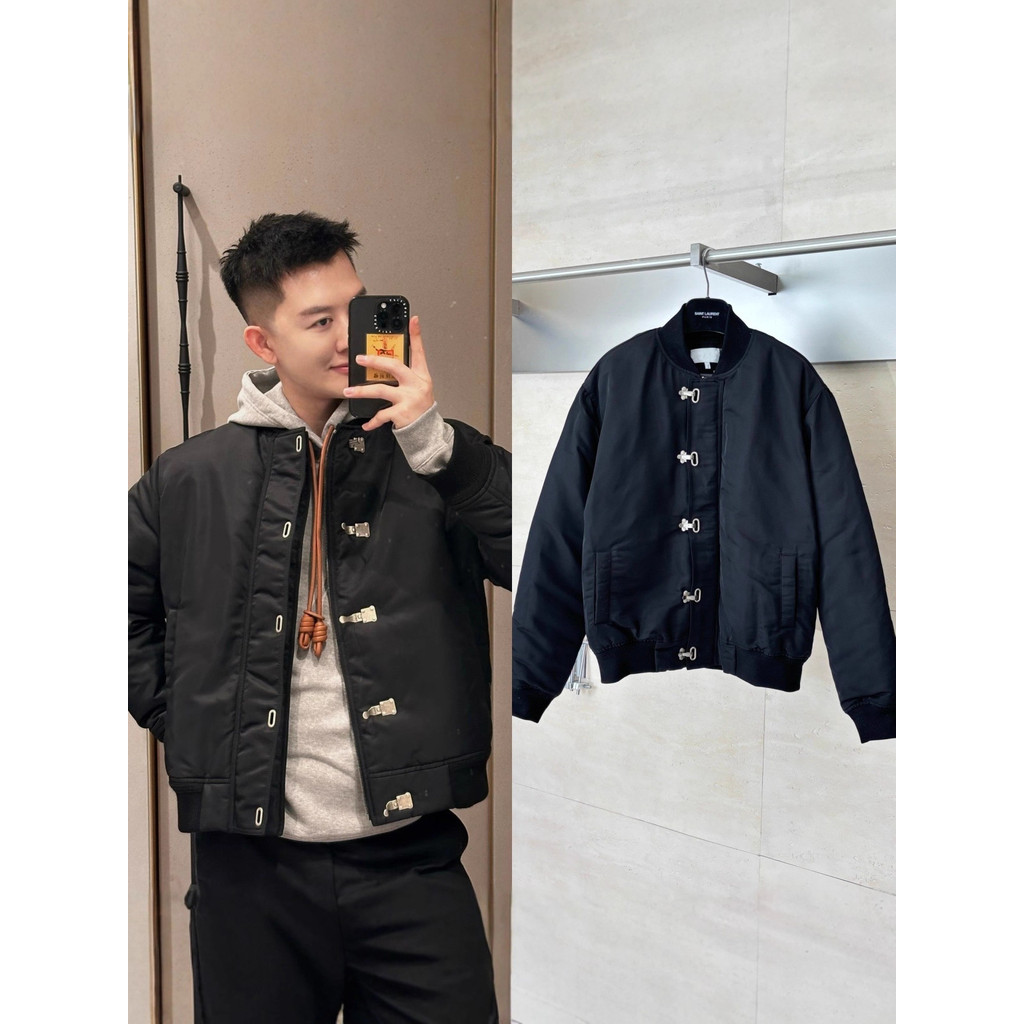 VPOU New Hook Buckle Nylon Pilot Cotton Jacket Coat Unisex Celebrity Style