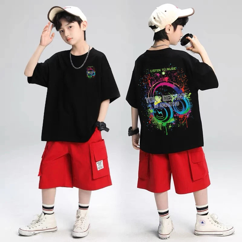 COD 2026Music Lover Pattern Design Childrens Tops Summer Boys Girls Short Sleeve T-shirts 100% Cotto
