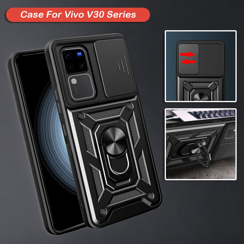 5G สําหรับ Vivo V30 Pro V30Pro V 30 30V 2024 VivoV30 เกราะกันกระแทกแหวนวงเล็บฮาร์ดปกหลังสไลด์กรณี