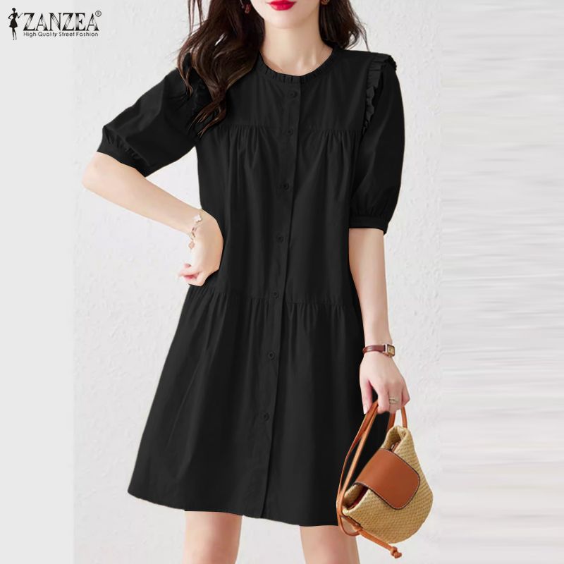 ZANZEA ชุดเดรสคอกลม สไตล์เกาหลี สำหรับวันหยุด — صورة 6