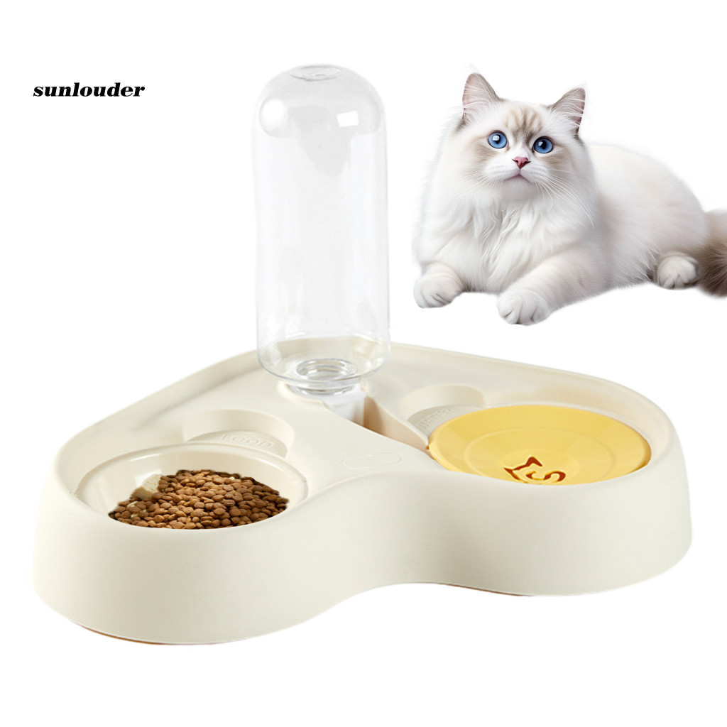 SL เครื่องให้อาหารแมวอัตโนมัติ เครื่องให้อาหารแมวคู่และเครื่องป้อนแมว Waterer พร้อมชามสแตนเลสเกรดอาห