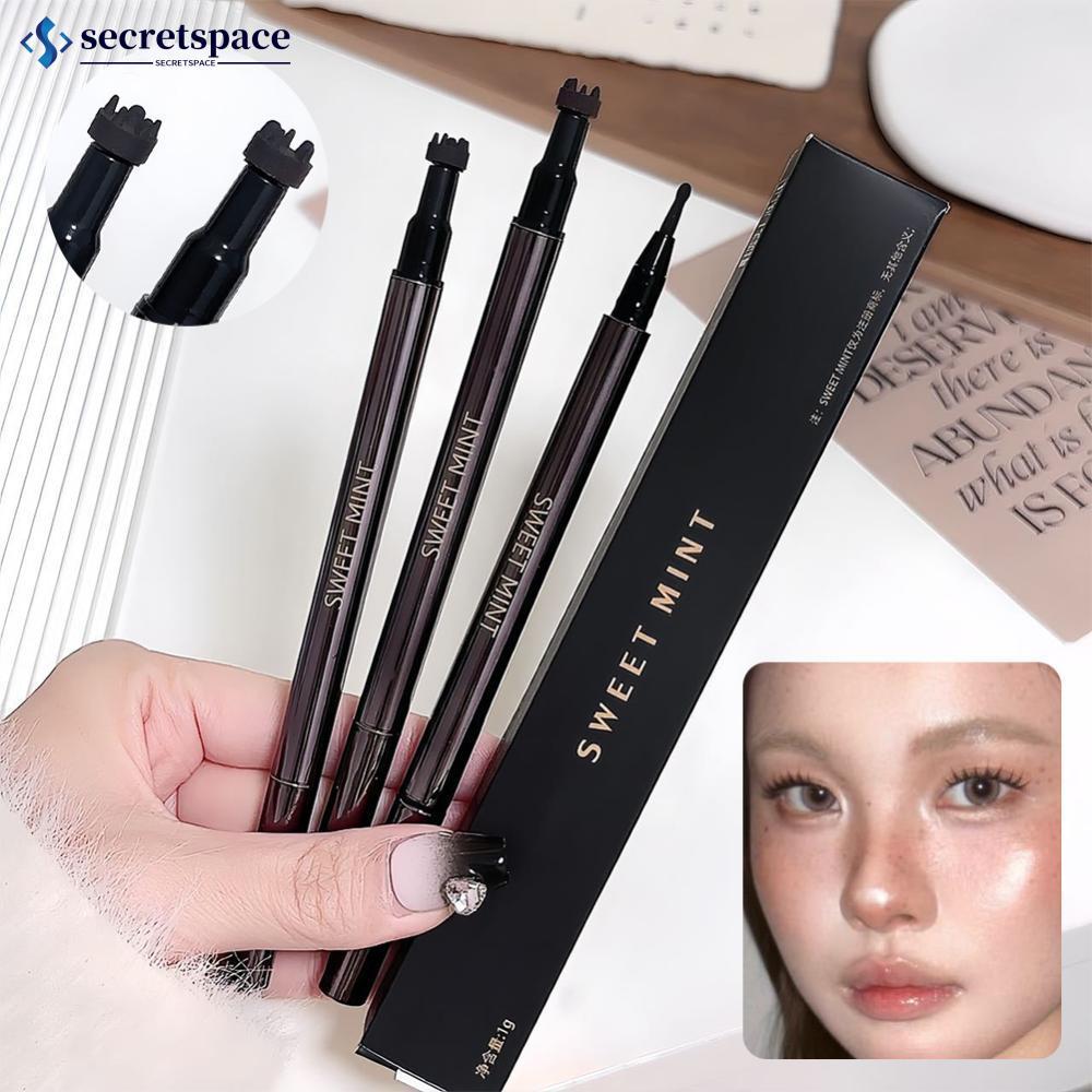 SECRETSPACE 2 in 1 กันน้ําธรรมชาติ Freckle ปากกาแห้งเร็วยาวนานแสตมป์ Freckle Dot ปากกาจําลอง Make Up