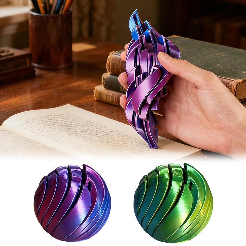 Slime Ball Fidget ของเล่น 3D พิมพ์ Twistsphere Fidget ของเล่นเกียร์ Liquid Flow Ball หมุนออกแบบความวิตกกังวลบรรเทาของขวัญตกแต่ง