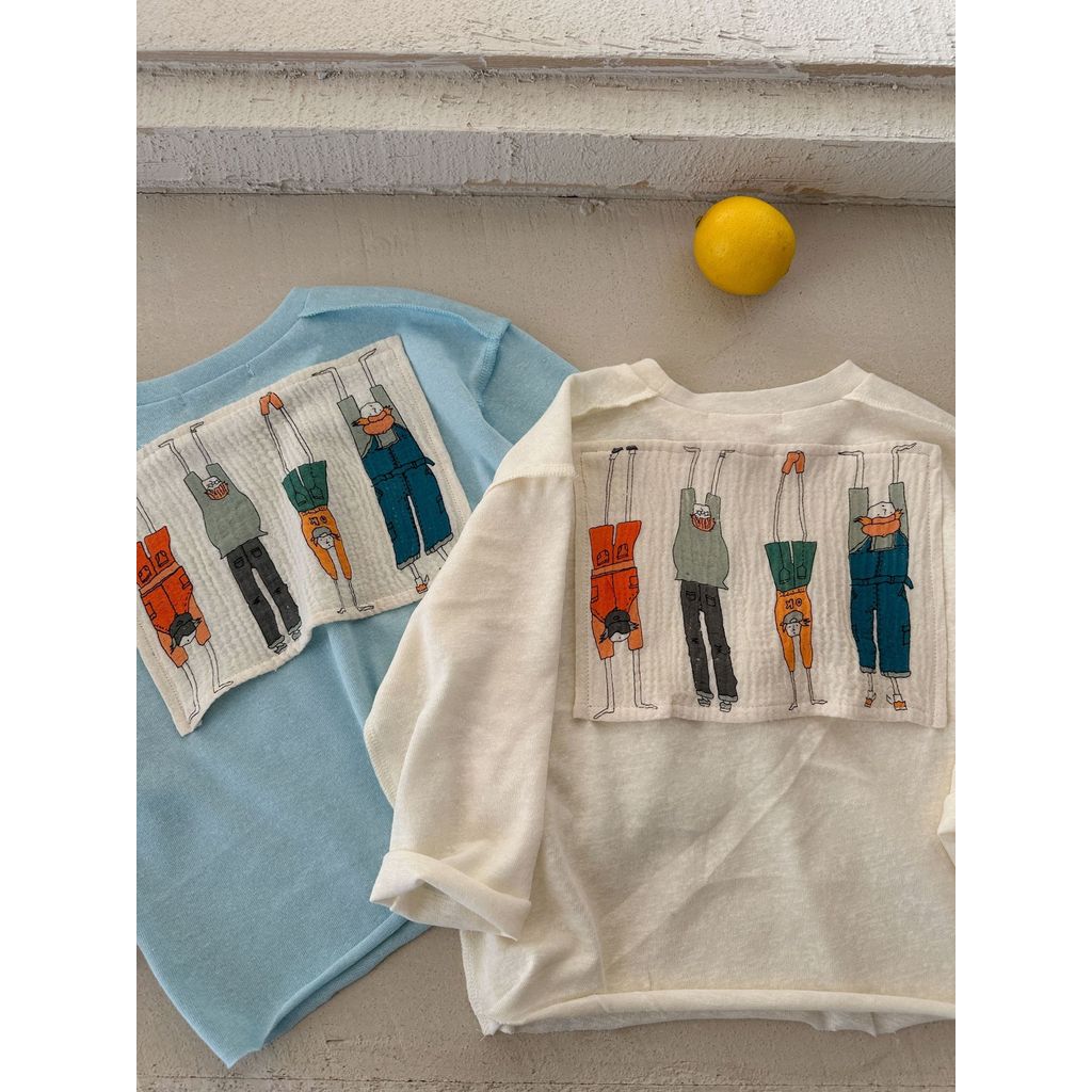 「สินค้าลิขสิทธิ์แท้」IRIS KIDSxFunfun 26ss IKS260350 Minimal Hanging Art เสื้อยืดเด็ก ลายอาร์ตคนห้อย สไตล์มินิมอล ผ้านุ่ม