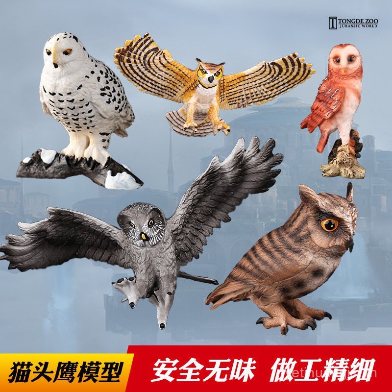Tongde นกฮูกจําลองนกนกสัตว์ของเล่น Eagle Owls หิมะนกฮูก Horned Owls เด็ก Cognit