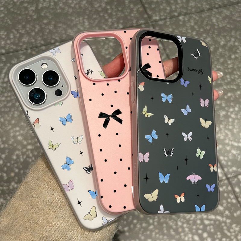 เข้ากันได้กับ iphone 16 Pro Max 15 ผีเสื้อสีสันสดใสเคสเต็มหน้าจอ 11 12 13 14 Pro 7 8 Plus X XR XS Ma