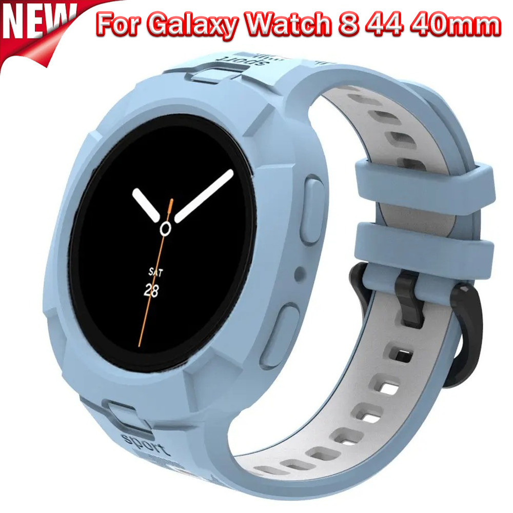 2 in 1 TPU Case + Strap สําหรับ Samsung Galaxy Watch 8 44 มม.40 มม.Hollow Out ฝาครอบป้องกันสําหรับ G
