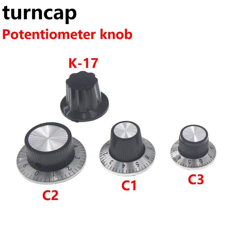 10PCS ความเร็วหมุนเวียน potentiometer Bakelite Knob Cap Scale C1 C2 C3 K-17 รูใน 6 มม.