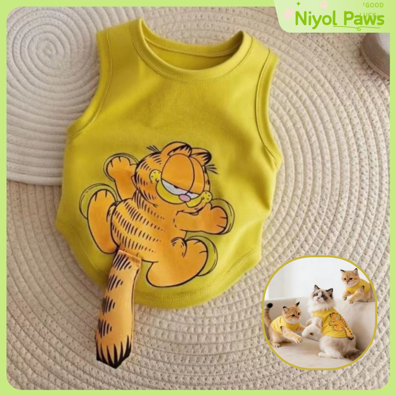 เสื้อกั๊กระบายความร้อนสําหรับฤดูร้อนสําหรับแมวสุนัขการ์ตูนการ์ฟิลด์พิมพ์ระบายอากาศด้วยหาง3งสําหรับสุนัขแมวขนาดเล็ก