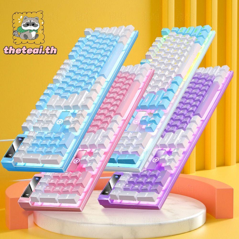 คีย์บอร์ดเกมมิ่ง THETEAI คีย์บอร์ดแบบมีสาย 104 คีย์ K500, อินเทอร์เฟซ USB ทนทาน Mechanical Sensation