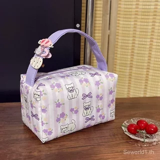 [พร้อมส่ง] กระเป๋าแต่งหน้าความจุขนาดใหญ่ลายการ์ตูนผู้หญิง พร้อมกระเป๋าใส่ข้าวกลางวันและกระเป๋าเก็บผลิตภัณฑ์ดูแลผิวสําหรับเดินทาง ของขวัญ
