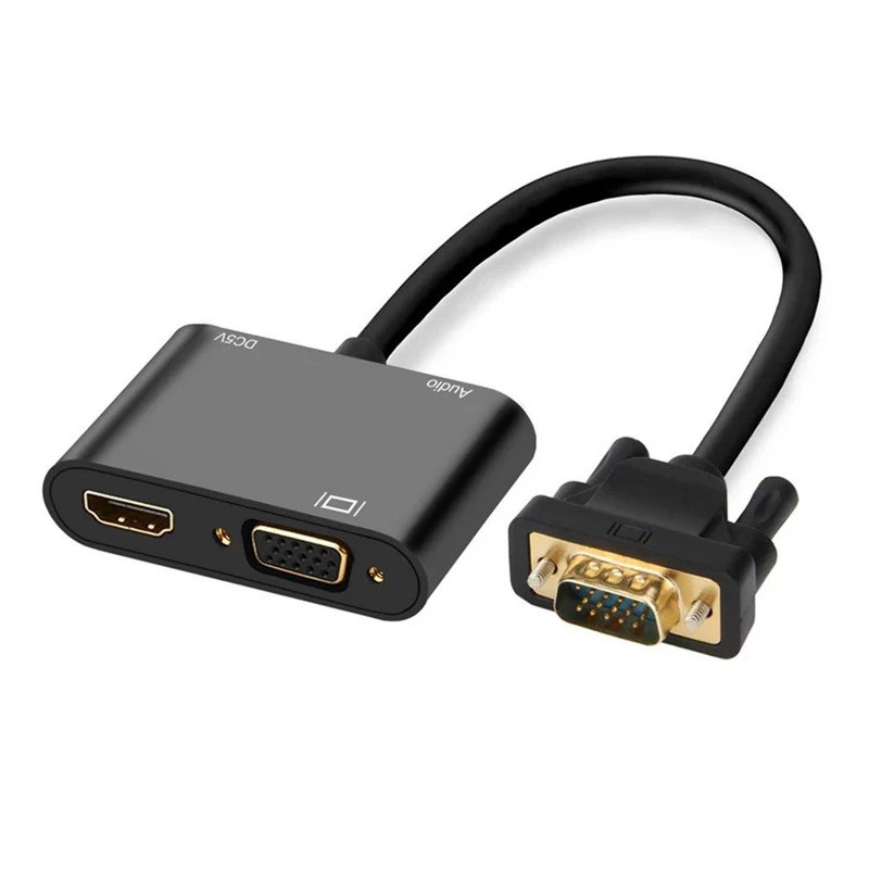 3 in 1 VGA to HDMI-ใช้งานร่วมกับ + 3.5 มม. + อะแดปเตอร์ VGA HDTV Monitor Splitter Kit Plug and Play 245x65x15 มม.