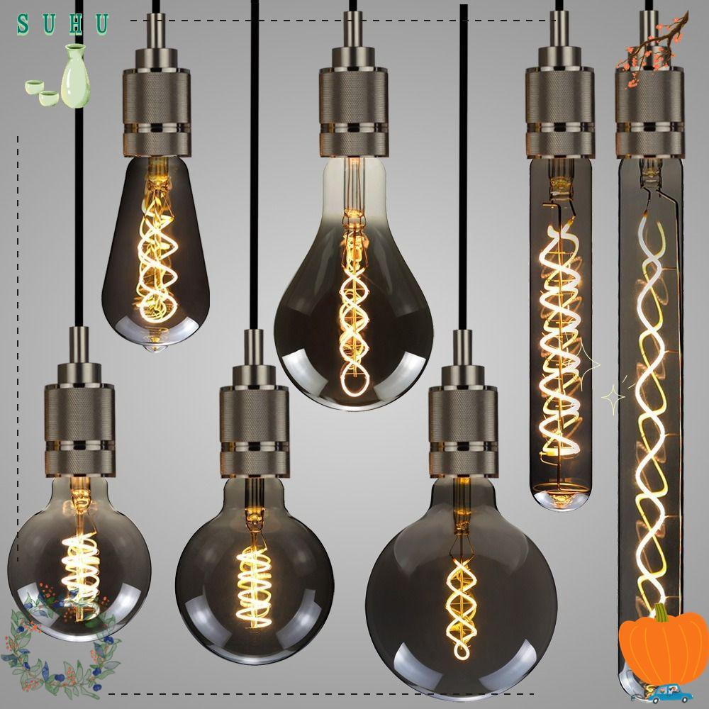 SUHU Filament, Glass Edison Lamp Vintage Retro Bulb, โบราณไส้ Electroplated สีเทาสกรูขั้วต่อ Edison 
