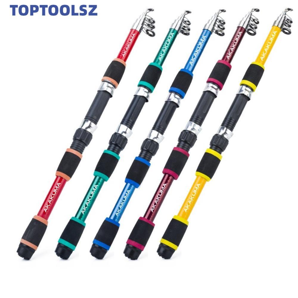 TOPTOOLS เบ็ดตกปลาครบชุด, Telescopic Spincast Fishing Reel ชุดเบ็ดตกปลา, เด็กหล่อ Rod คาร์บอน Fibre 