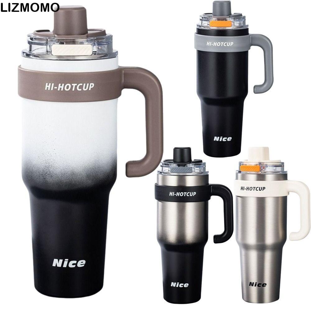 LIZMOMO แก้วเก็บเย็นพร้อมหลอด ฉนวน 40Oz 1200ML แก้วกาแฟ 316 สแตนเลส มีที่จับ ความจุสูง
