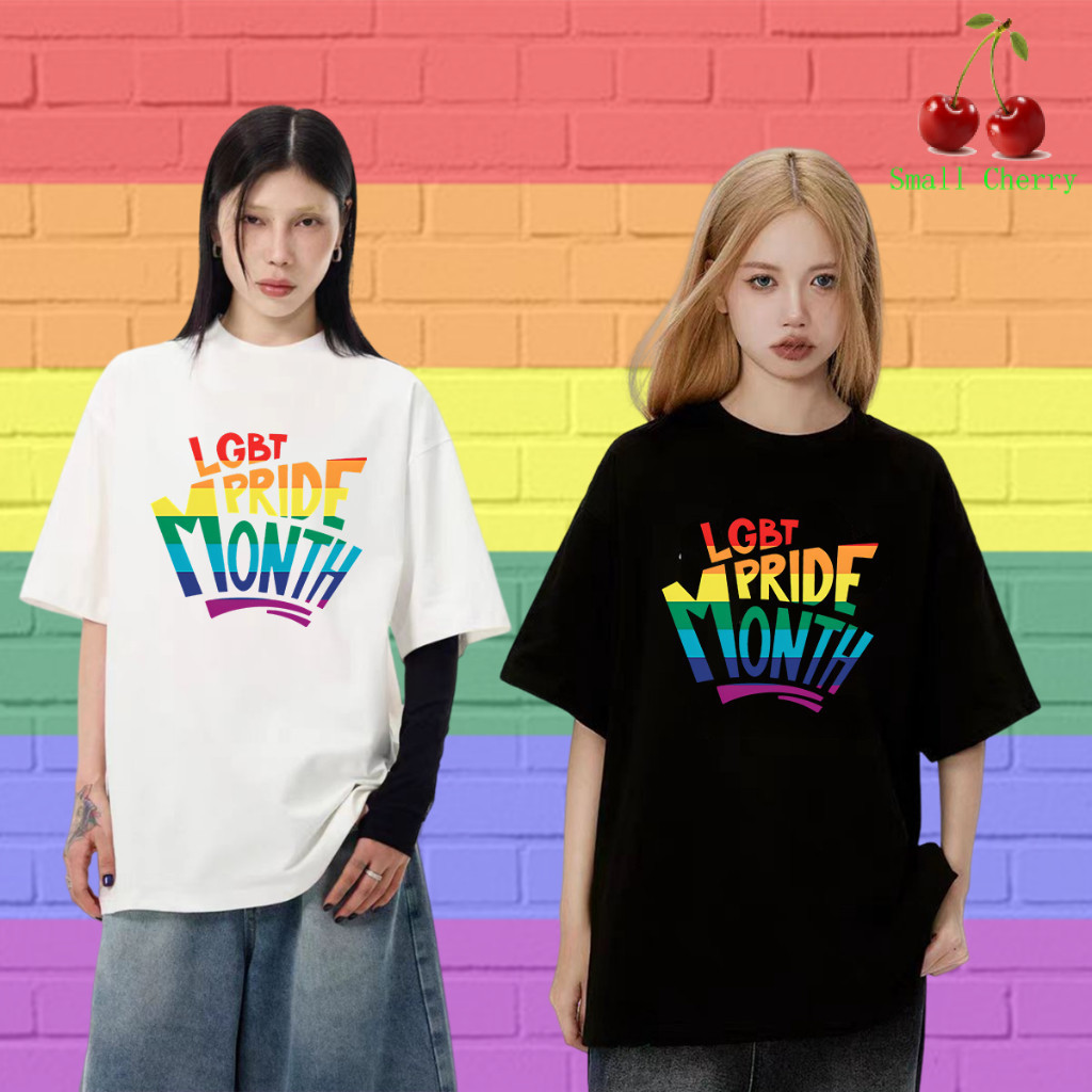 🔥เสื้อเฮีย🔥Pride Month Gay Lesbian Rainbow เสื้อยืด #013 Pride Month Rainbow ลายพิมพ์เสื้อคอกลมแบบแฟ