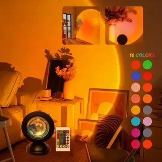 16 สี โคมไฟโปรเจคเตอร์ RGB LED ไฟโรเซ่ สีรุ้ง พระอาทิตย์ตกไฟแต่งห้องเกาหลี ไฟพระอาทิตย์ตก sunset