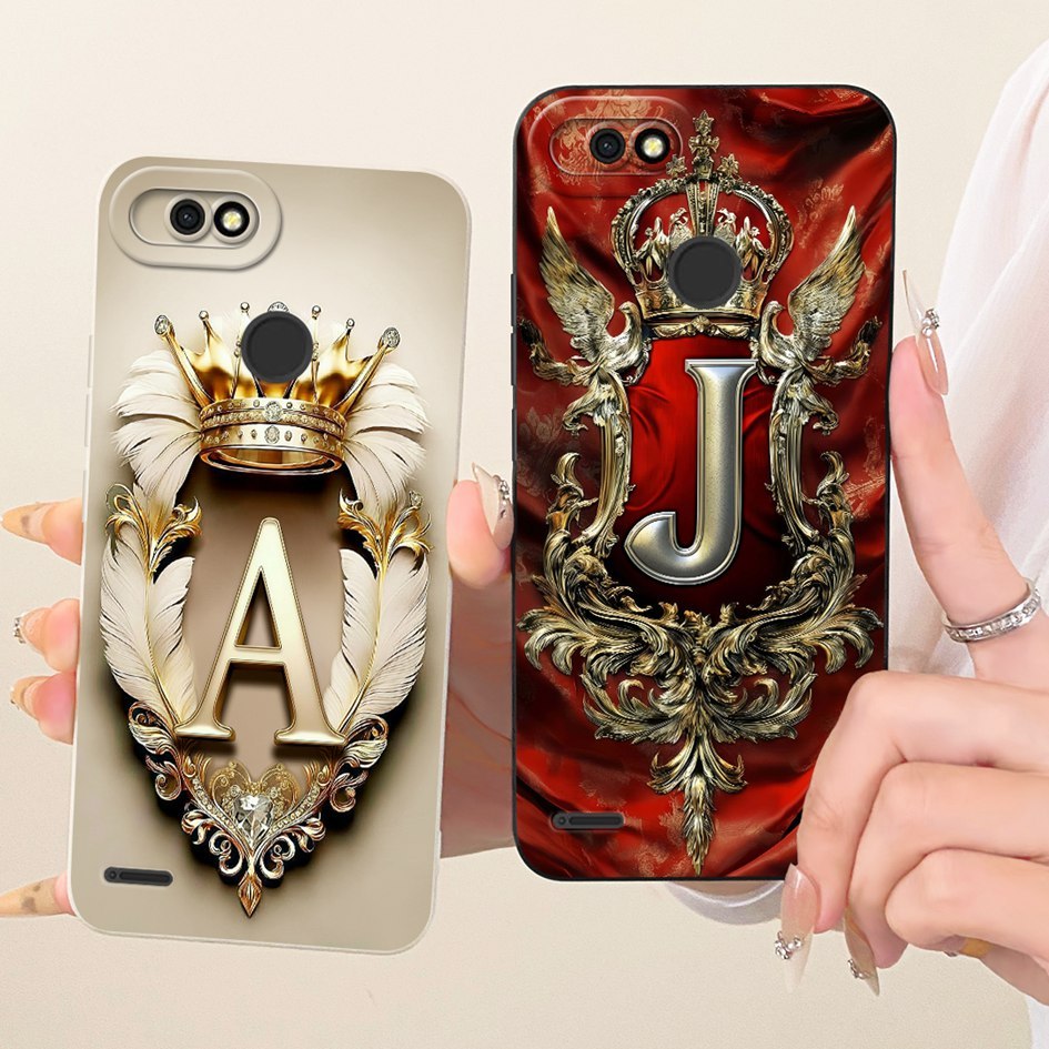 สําหรับ Tecno Pop 2 2F B1c กรณีแฟชั่นตัวอักษรเริ่มต้น Crown ซิลิโคนอ่อนนุ่มฝาครอบโทรศัพท์ป้องกันสําห
