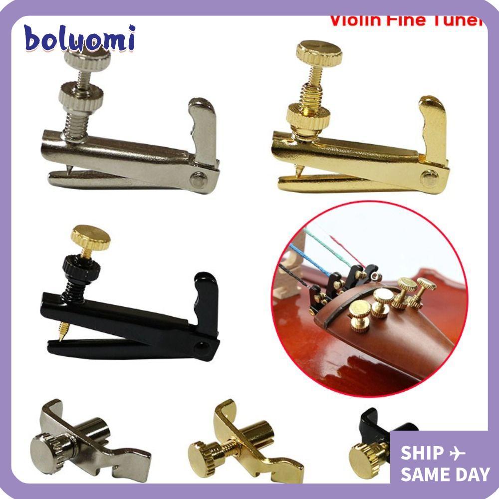 BOLUOMI 4 ชิ้น/เซ็ต Fiddle String Adjuster, โลหะ Stringed Instrument อุปกรณ์เสริมไวโอลิน Fine Tuner, ไวโอลินสําหรับ 1/2-1/4 3/4-4/4 ขนาดไวโอลิน Spinner Tuning สกรู