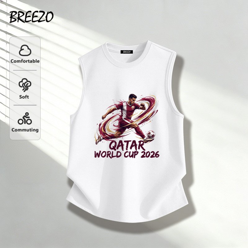 เสื้อกล้ามผู้ชาย ผ้าดีใส่สบายไม่ร้อน แฟชั่นฤดูร้อน QATAR World Cup 2026 สกรีนลาย สกรีนมาใหม่ M-3XL สตรีทสไตล์