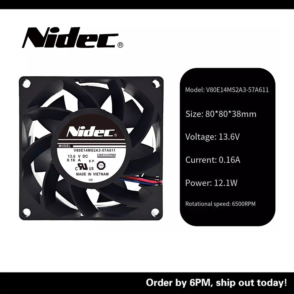 ยี่ห้อใหม่ NIDEC V80E14MS2A3-57A611 13.6 V0.16 8038 8 ซม.กันน้ํา Moisture-Proof พัดลม