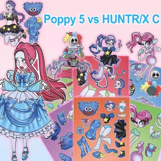 Poppy 5 Game Time Creative 5 รูปแบบ HUNTR/X VS Poppy เสื้อผ้าเปลี่ยนสติกเกอร์ Poppy Big Blue Cat สติ๊กเกอร์ตกแต่ง