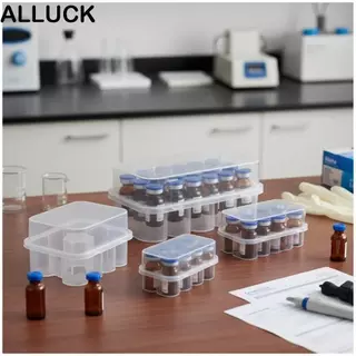 ALLUCK Microtube กล่องเก็บ, Stackable Vial Storage กล่องเปปไทด์พลาสติก 3/5/7/10mL จำนวนช่อง 2 / 10 และ 24 ช่อง