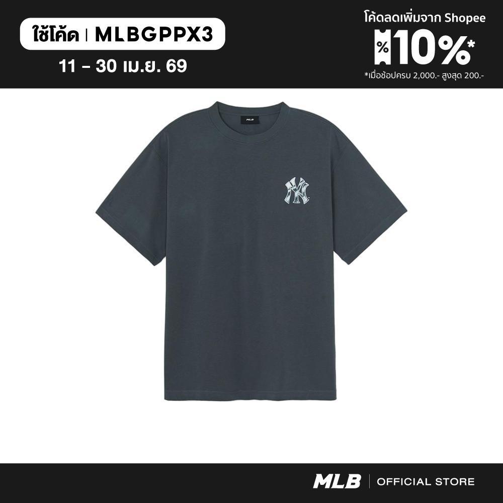 MLB เสื้อยืด ยูนิเซ็กซ์ Basic Colorful Metal Logo Over Fit T-Shirts รุ่น 3ATSB6353 50GRD สีเทาเข้ม