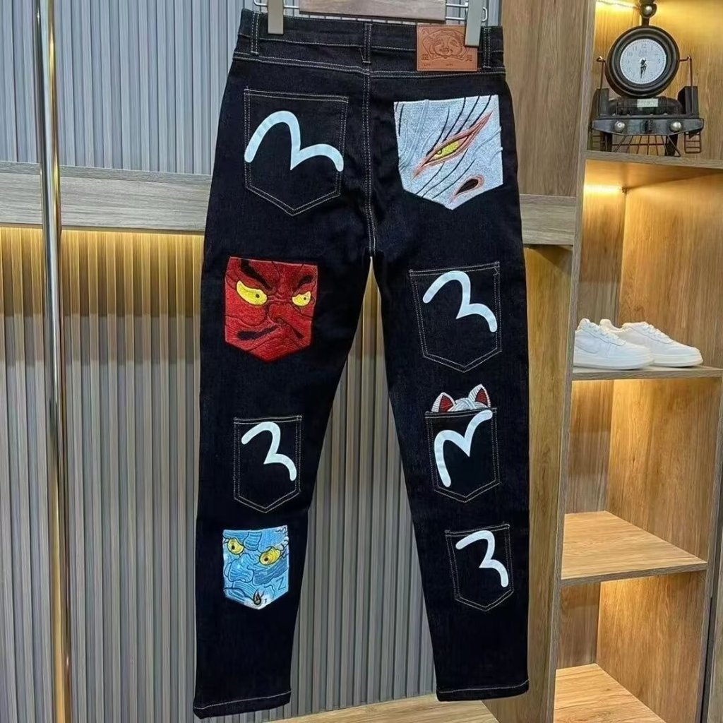 EVISU7022 กางเกงยีนส์สไตล์ใหม่ยืดสลิมฟิต