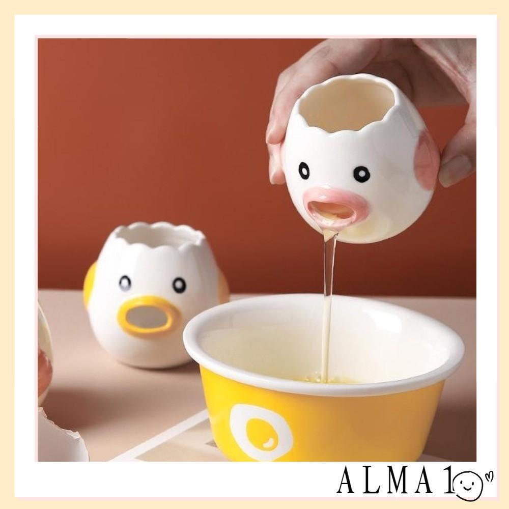 อัลมา เครื่องแยกไข่ขาวไข่แดงการ์ตูนที่มีประสิทธิภาพเครื่องมือแยกอุปกรณ์ครัวเซรามิกแยกง่ายเครื่องมืออบใช้ในครัวเรือน