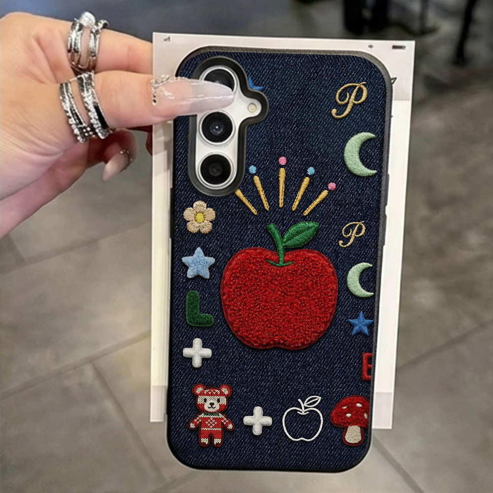 แอปเปิลแบร์ Leather เคสโทรศัพท์ For Samsung S26 UItra A07 A56 A17 A06 A16 A26 A15 A35 A34 A36 A53 A54 A55 กันกระแทก เคส