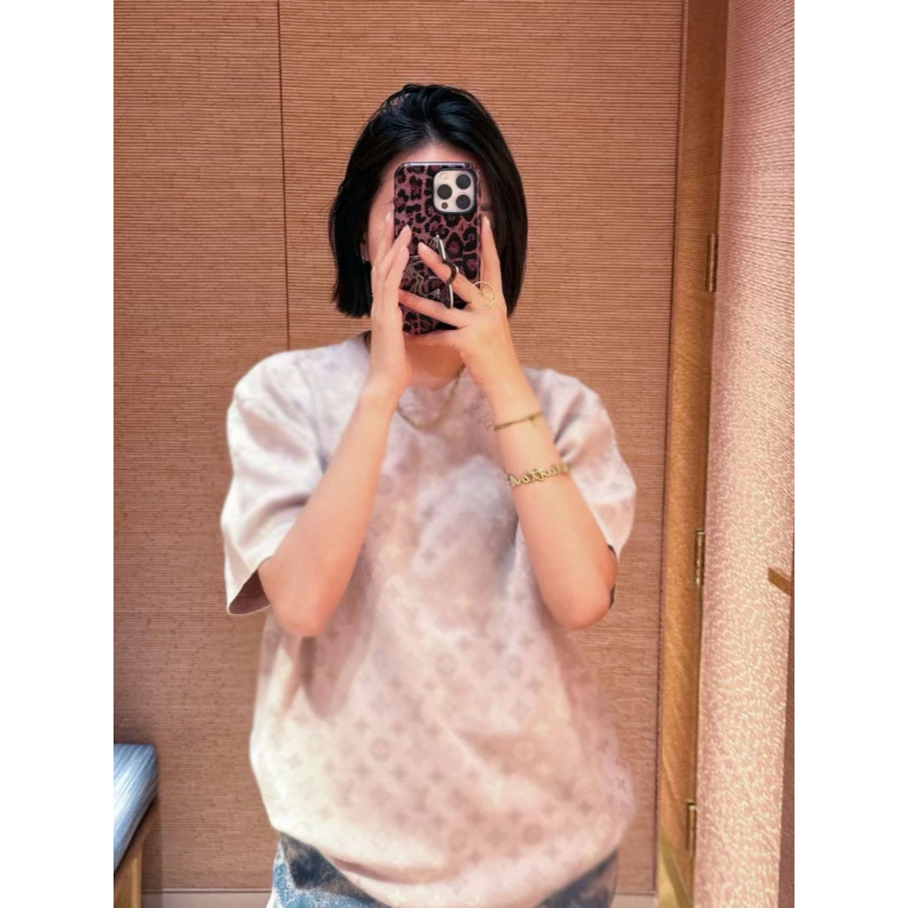 7I4E L1// 26New Letter Gradient Jacquard Knit Short Sleeve T Unisex T-shirts