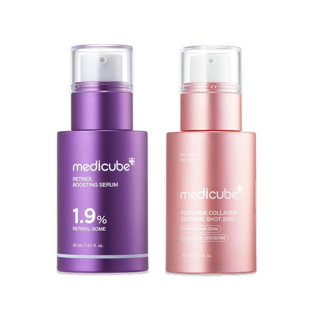 Medicube Advanced Rinning Serum Duo: Retinol Boosting และ PDRN Exosome Shot 2000 | 2000PPM Spicules,