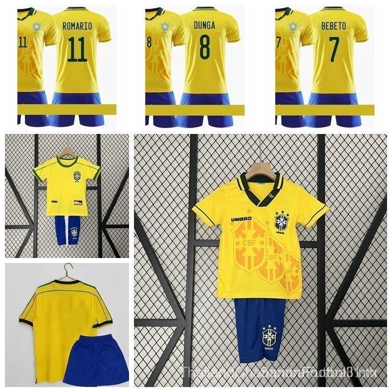 ชุดเสื้อฟุตบอลเด็ก World Cup บราซิล Bebeto Dunga Romario Ronaldo