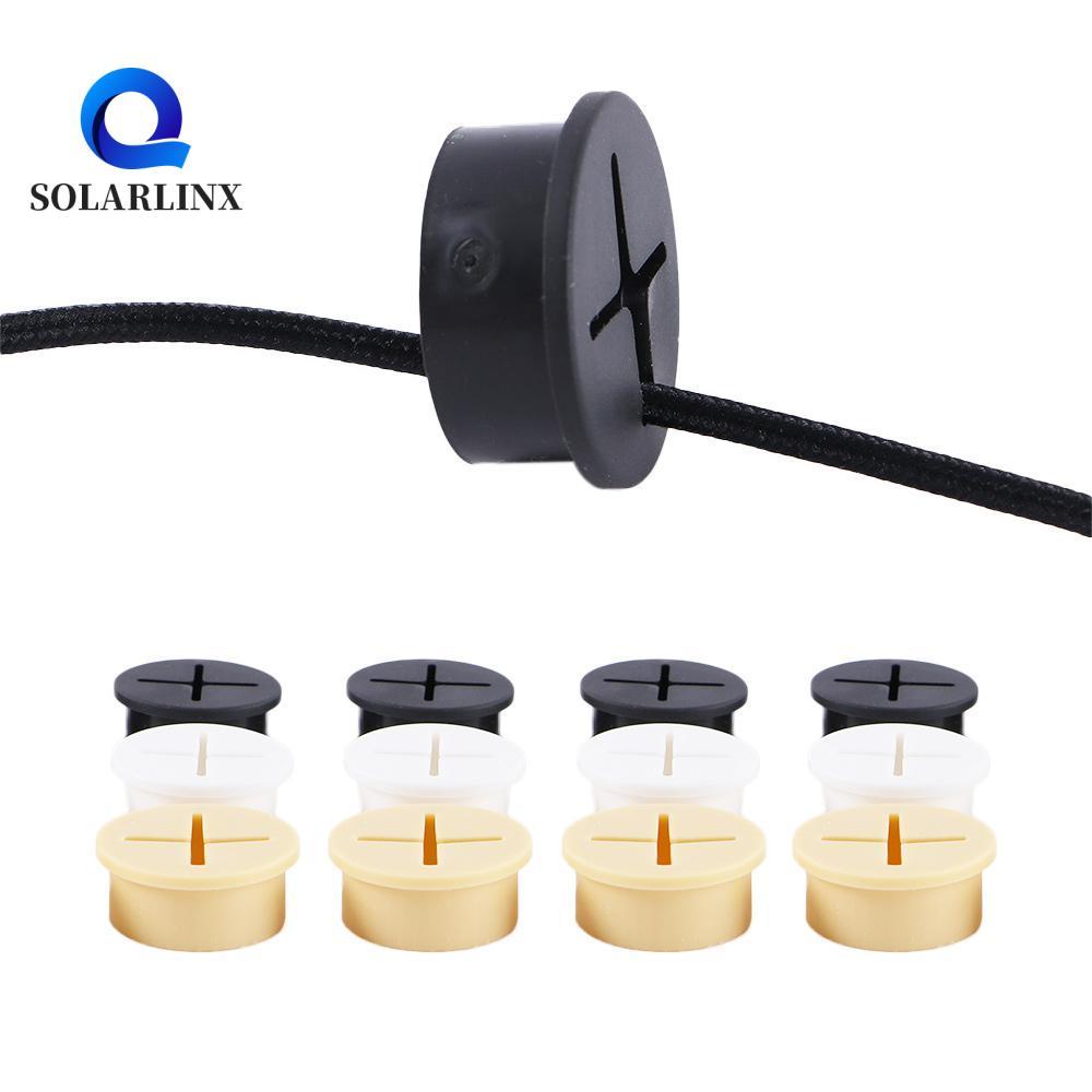 SOLARLINX ฝาครอบรูสายเคเบิล Office เดสก์ท็อปแบบยืดหยุ่นเฟอร์นิเจอร์ทรงกลมซิลิโคน ที่เก็บสายไฟ