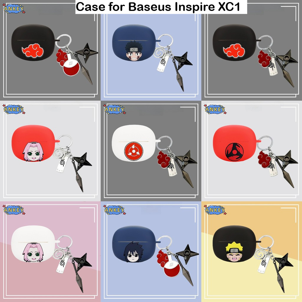 Case for Baseus Inspire XC1 Silicone Case Cool Boy Earbuds Soft Protective Headphone Cover Headset Skin with Pendant