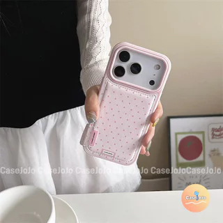 เคสโทรศัพท์หนังสีฟ้าและสีชมพู ลายจุดมินิมอล สไตล์เกาหลี สำหรับ iPhone 12 17 14 11 X/Xr/Xs/Xs Max 13 15 Pro Max 16 Plus
