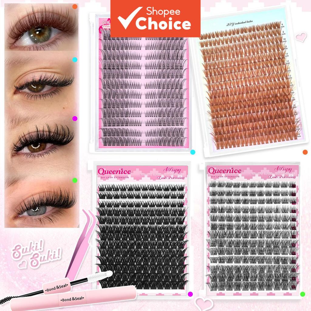 DIY Wispy Soft Multi-Style Eyelash Cluster Kit พร้อมกาวและแหนบสําหรับงานแต่งงานทุกวัน