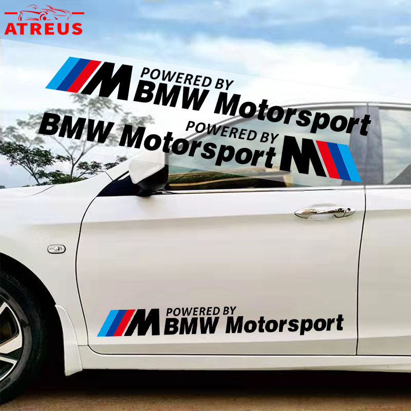 2 ชิ้น BMW M สติ๊กเกอร์ ติดรถยนต์ สติกเกอร์กันรอยขีดข่วน สําหรับตกแต่งประตูรถยนต์ ติดด้านข้างประตูรถ