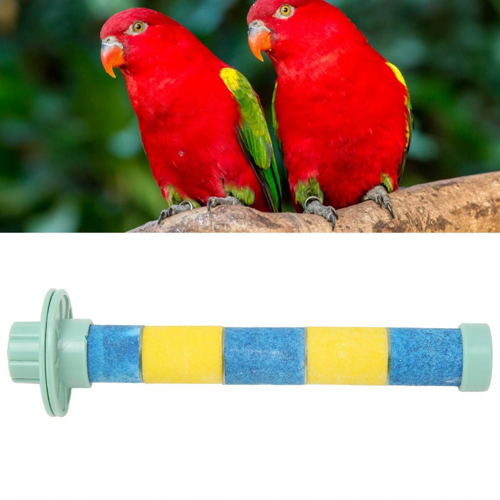 Tominihouse Quartz Sand Perch Metal Core ทนทาน Pet Bird Cage Stand สําหรับ Budgies Cockatiels (สีฟ้า