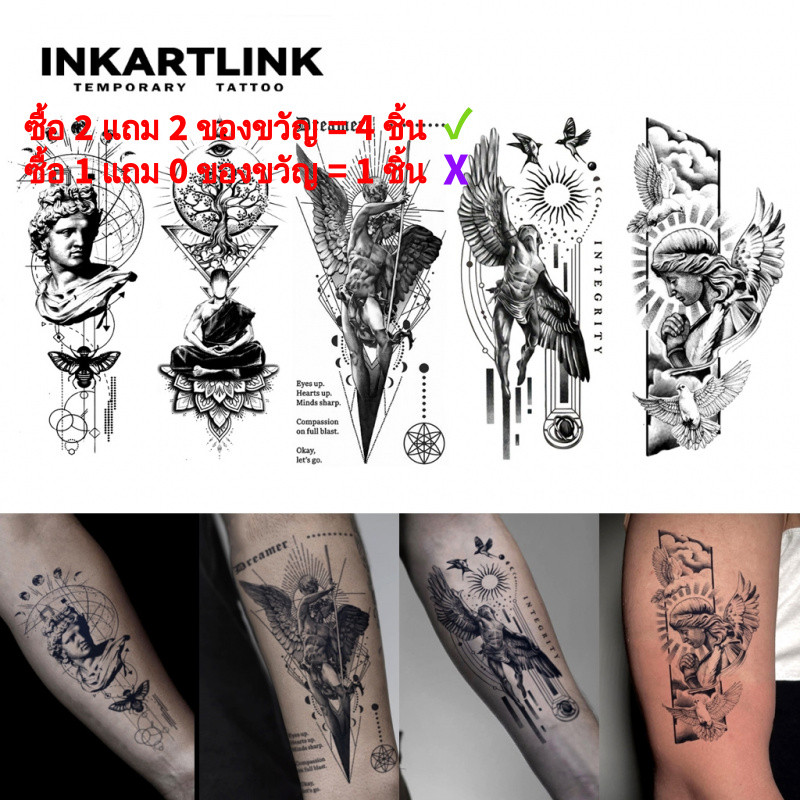 Inkartlink นางฟ้าใหญ่แห่งความยุติธรรมสติกเกอร์รอยสักชั่วคราวสันติภาพและรักกันน้ํารอยสักวิเศษยาวนานยาวนานยาวนานยาวนานยาวนานถึง 15 วันชุดสักปลอมสักกึ่งถาวร